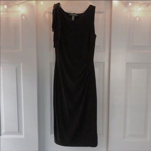 Ralph Lauren Black Midi Dress w Shoulder Detail